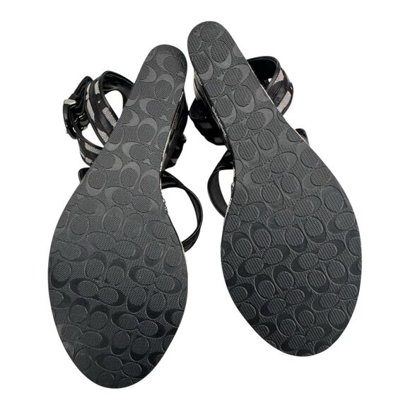 Coach Logo Maralee Wedge Jacquard Sandals Women’s 8.5B Black/Gray - Picture 8 of 9